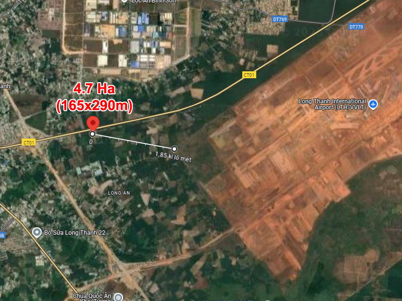 Giảm sốc 46 tỷ! 4.7Ha Đất sổ hồng riêng gần sân bay Long Thành Long An Đồng Nai