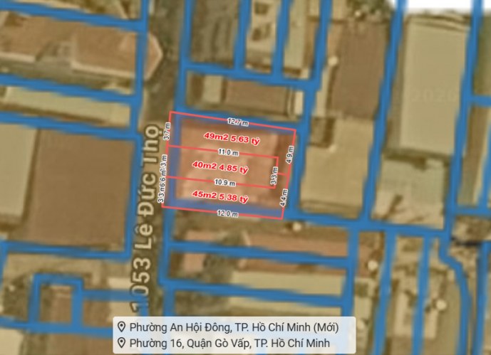 D2908 3 Lô Đất trống Ở đô thị 1/ Lê Đức Thọ sát Chợ Xóm Mới, 4.x tỷ